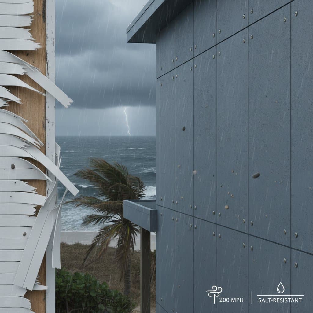 Featured image for Hurricane Zones: Fiber Cement Beats Vinyl for Wind Resistance
